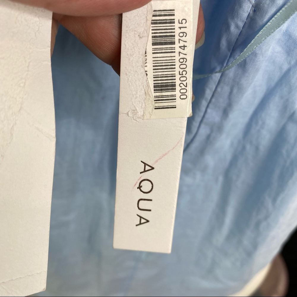 Aqua Crop Top Sky Blue light Cotton With One Off Shoulder Sleeve Size Small - Picture 16 of 16